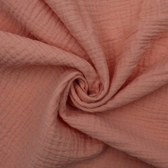 55" Wide-100% Cotton Gauze Fabric by the Yard-130GSM-Breathable and Anti-wrinkle for Sewing, Apparel, and DIY Projects. Peach Papaya #795