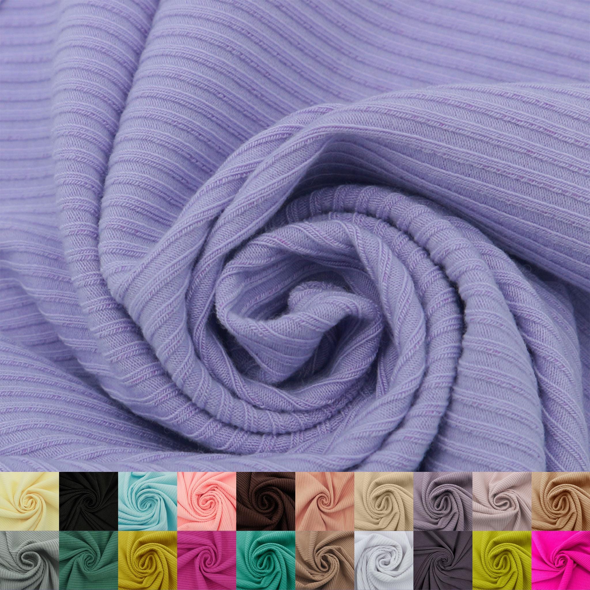 Soft 4x2 Rib Knit Fabric by the Yard – Solid Color