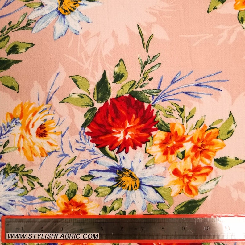 Style P-527-586 Blush Royal 58 Floral Print on Crepe Chiffon Fabric by the Yard