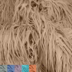 Mongoolse schapenwol namaakbont - stof op maat gesneden - shaggy mohair - voor naaien, kostuums, kussens, vloerkleden, kleding, doe-het-zelfproject - stijl #6756