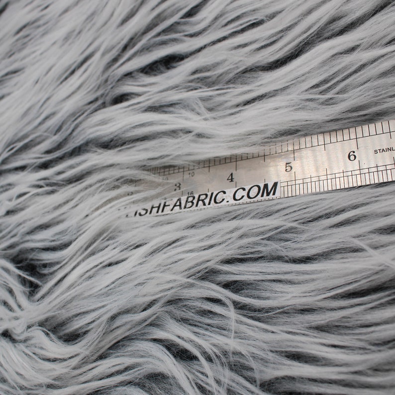 Silver Gray Faux Fur Fabric Long Pile Mongolian Style 5000 | Etsy