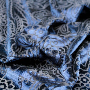 Navy Paisley Pattern Printed on Burnt-out Velvet Fabric by the Yard - Style P-10089-VELVET