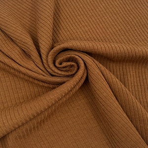 Golden Brown Poly Rayon Spandex 4x2 Rib Knit Fabric by the Yard- Style 753