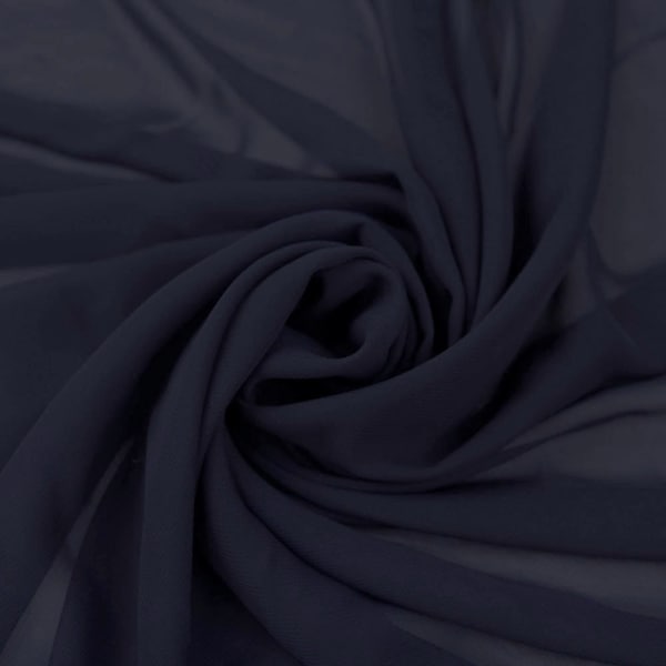 NAVY Chiffon Fabric by the Yard, Sheer Fabric , Solid NAVY Chiffon Fabric, NAVY Sheer Chiffon, Fabric by the yard - 1 Yard Style 500