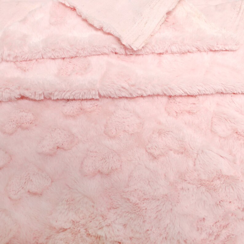 Baby Pink Heart Cuddle Minky Fabric by the Yard for Costume Etsy