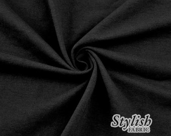 Tricot jersey de coton et élasthanne noir de 58/60 pouces peigné, 10 oz, tricoté en jersey de coton et élasthanne - 1 mètre, style 451. Continu jusqu&#39;à 100 mètres.