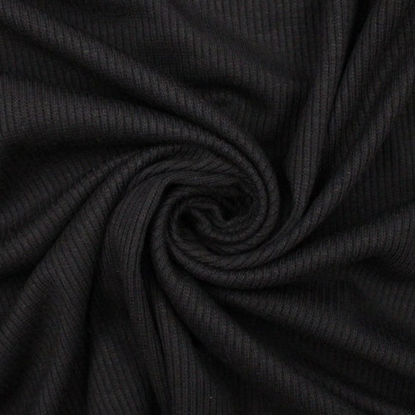 Black 2x1 Rib Knit Stretch Fabric by the Yard - Style 752