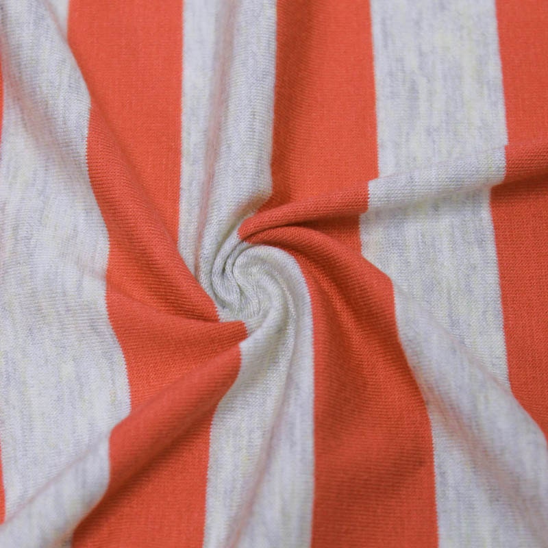 Corallish Oatmeal 1 Inch Stripe Jersey Knit Fabric for Tops | Etsy