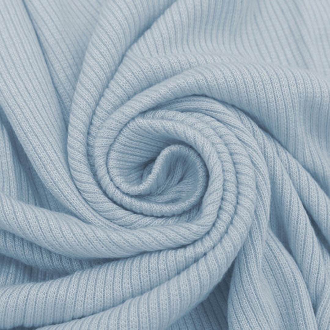 Misty Blue 2x1 Rib Knit Stretch Fabric by the Yard - Style