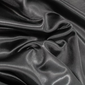 60&quot; inches Wide - by The Yard - Charmeuse Bridal Satin Fabric for Wedding, Apparel, Crafts, Decor, Costumes (BLACK, 65 YARDS)