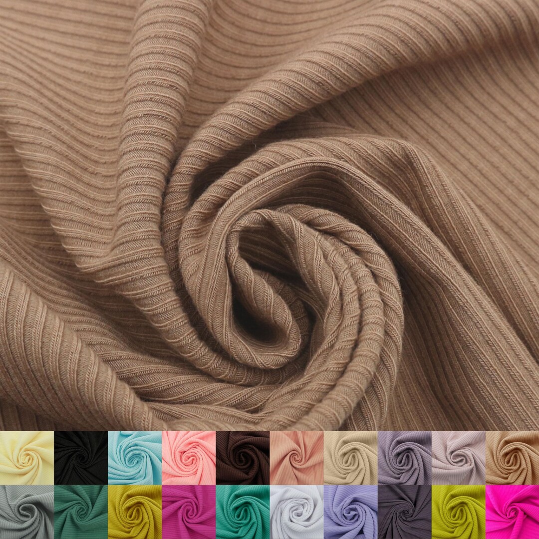 【SCENERITY】Fizzle Linen Knit Soft 4x2 Rib Knit Fabric by the Yard – Solid Color