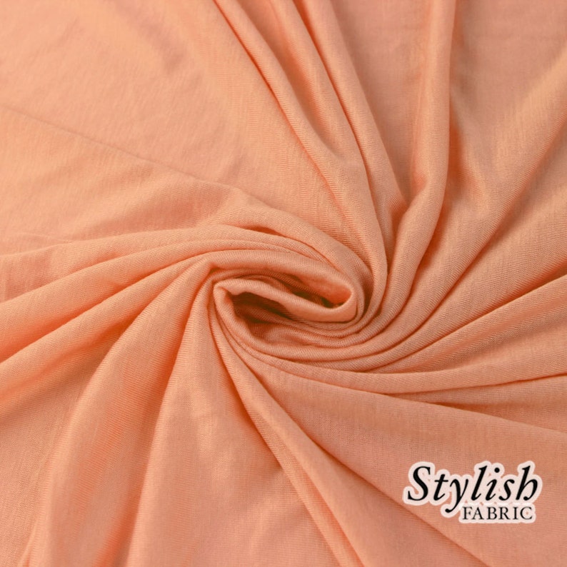 PEACH PAPAYA Rayon Jersey Knit Fabric Peach Tissue Knit Fabric by the yard Apparel Dress Shirt Arts and Crafts Fabric 13237