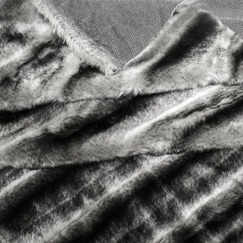 Grooved Mink Lux Polar Gray Black Faux Fur Fabric by the Yard Etsy