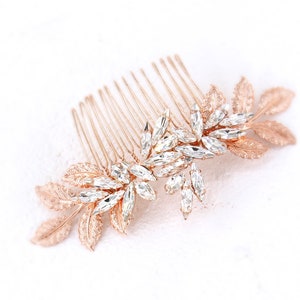 Wedding Hair Comb Clear Crystal Rhinestone Hair Comb Bridal Jewelry Rose gold Hair Accessory Wedding Jewelry bridesmaid Headpiece Daisy Rose gold