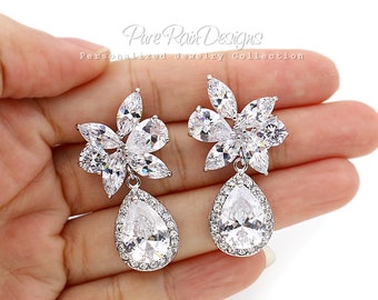 Wedding Earrings Teardrop AAA Zirconia Earrings Wedding Jewely Bridesmaid Earrings Gift Crystal Bridal Earrings Wedding Accessory Sasa