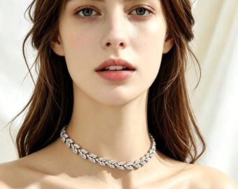 Wedding Choker Necklace Rose gold Zirconia Necklace Wedding Jewelry Bride necklace Bridal Backdrop Necklace Bridesmaid Necklace Gift Ava