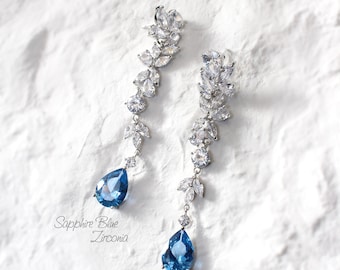 Wedding Earrings AAA grape Sapphire blue Zirconia Earrings Wedding Jewelry Bridal Earrings Bridesmaid Earrings gift Bridal Jewelry Sasa