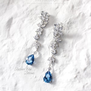 Pendientes de boda AAA uva Zafiro azul Zirconia Pendientes Joyería de boda Pendientes de novia Pendientes de dama de honor regalo Joyería nupcial Sasa
