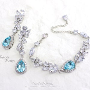 Pulsera de boda azul suave Swarovski cristal azul pálido gris pulsera de circón azul sombra pulsera nupcial pulsera de dama de honor Sasa