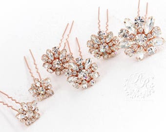 Weddings Hair Pin Rhinestone hair pins Bridal hair pins bridesmaid hair pins crystal hair pins Rose gold hair pins hair pins Daisy