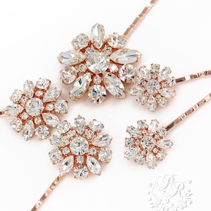 Wedding Hair Pin set of 2 Rhinestone Bobby Pin Bridal Bobby Pin Wedding Accessory Rose gold hair pins Bridesmaid Gifts Bridesmaid Pins daisy