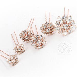 Weddings Hair Pin Rhinestone hair pins Bridal hair pins bridesmaid hair pins crystal hair pins Rose gold hair pins hair pins Daisy image 1