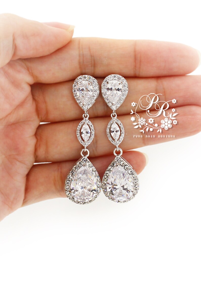 Wedding Necklace Earrings set Zirconia Rhinestone Backdrop Necklace Earrings set Wedding Jewelry set Wedding Accessory Bridal Jewelry Pazu