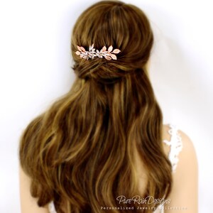 Wedding Hair Comb Clear Crystal Rhinestone Hair Comb Bridal Jewelry Rose gold Hair Accessory Wedding Jewelry bridesmaid Headpiece Daisy image 3