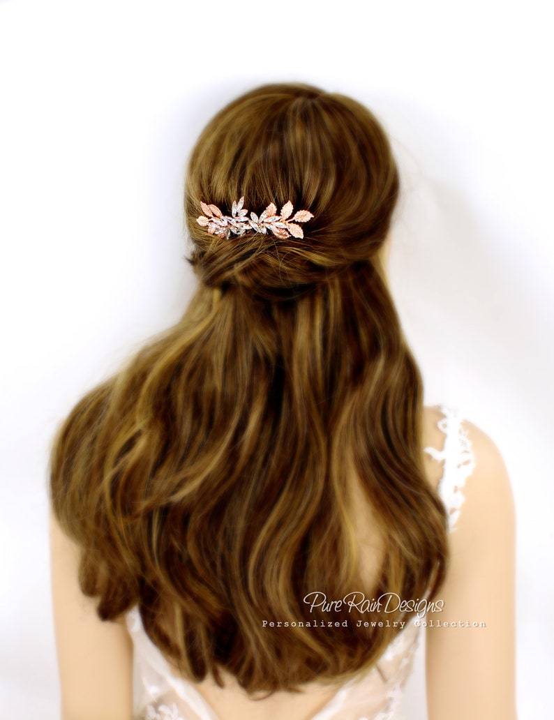 Wedding Hair Comb Clear Crystal Rhinestone Hair Comb Bridal Jewelry Rose gold Hair Accessory Wedding Jewelry bridesmaid Headpiece Daisy image 3