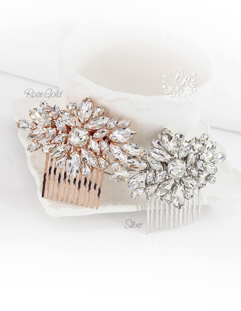 Wedding Hair Clip Wedding Barrette Rhinestone crystal Bridal Etsy