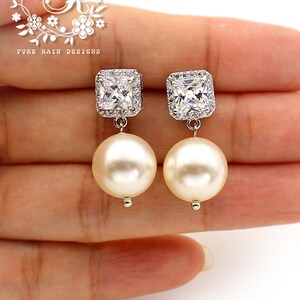 Wedding Earrings Zirconia Swarovski Pearl Earrings Wedding Jewelry Bridal Earrings Bridesmaid Gift Wedding Accessory Zirconia Earrings Mag