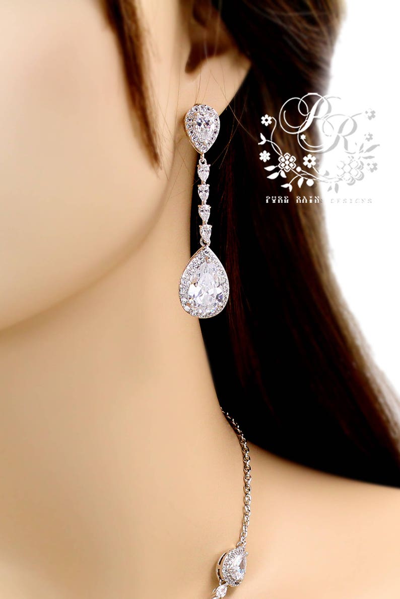 Wedding Necklace set Wedding Earrings Zirconia Bridal Necklace Bridal Earrings set Wedding Jewelry set Bridal backdrop Bridal Jewelry Boja