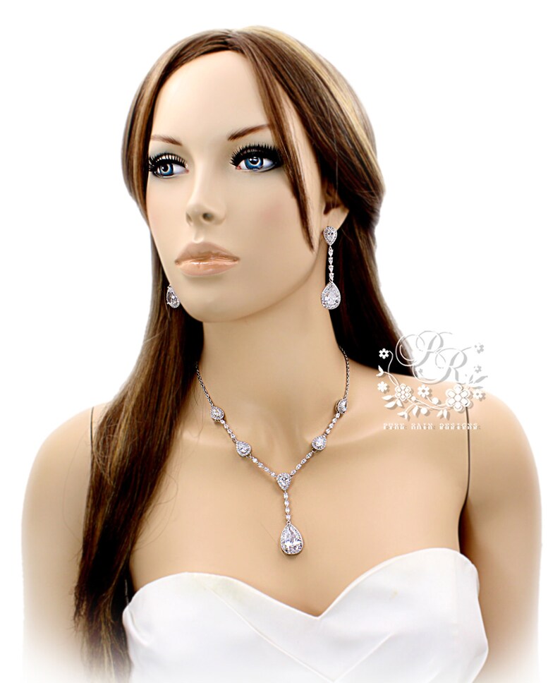 Wedding Necklace set Wedding Earrings Zirconia Bridal Necklace Bridal Earrings set Wedding Jewelry set Bridal backdrop Bridal Jewelry Boja