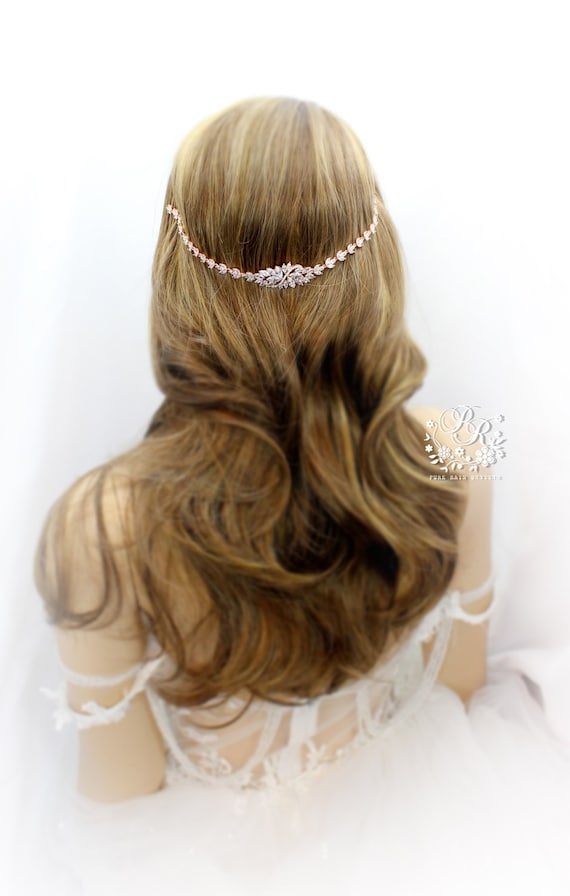 Wedding Hair Comb Rose Gold Plated Zirconia Bridal Hair Comb  display picture 1