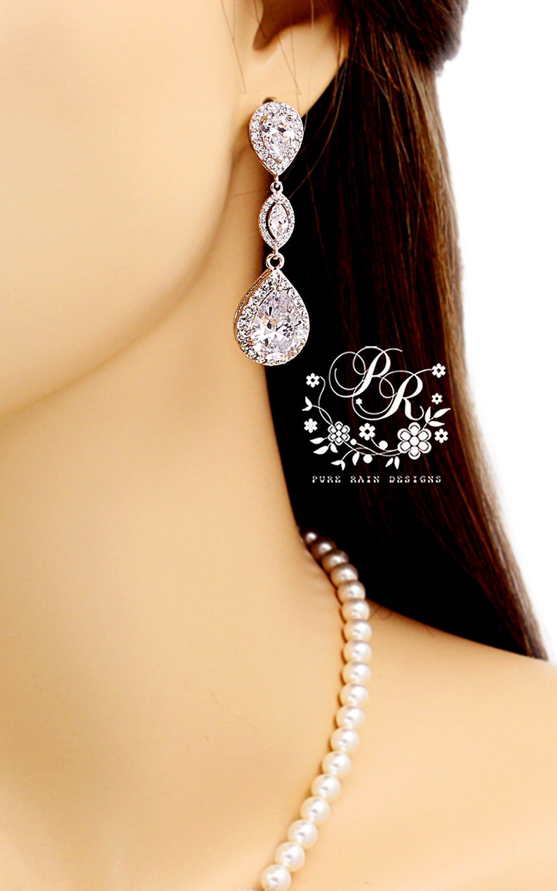 Wedding Necklace Earrings set Zirconia Rhinestone Backdrop Necklace Earrings set Wedding Jewelry set Wedding Accessory Bridal Jewelry Pazu