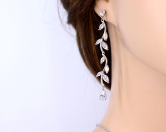 Wedding Earrings Rose Gold Teardrop Zirconia Earrings Wedding Jewelry Bridesmaid Earrings Gift Bridal Earrings Wedding Accessory Sasa Ava