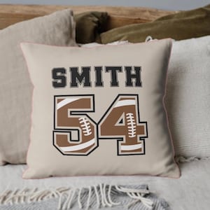 INCLUDES INSERT Football Number Pillow, Custom Jersey Pillow, Sports Room Decor, Football Bedroom Throw Pillow, Football Lover Gift for Teen