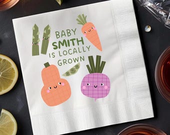 Custom Farmers Market Baby Shower Napkins: Locally Grown Theme