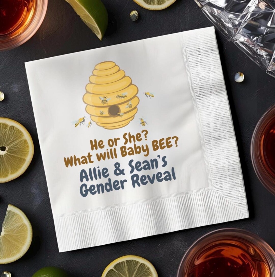 What Will Baby Bee Gender Reveal Napkins, Bumble Bee Baby Shower Decor ...