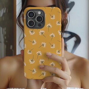 Boho Dandelion iPhone Case, Minimalist Floral Phone Case, Mustard Yellow Flower Case, MagSafe Compatible iPhone Cover, Boho Aesthetic Gift image 6