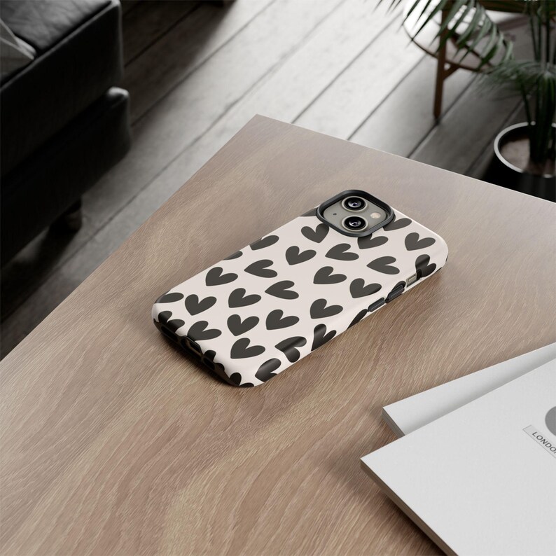 Minimalist Black Heart Phone Case | Cute Girly iPhone Case | Trendy Aesthetic Heart Cover | Coquette Lover Gift image 8