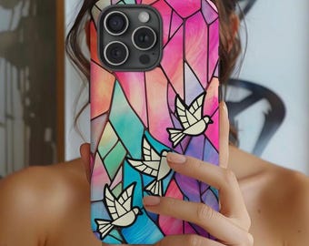 Colorful Aesthetic Stained Glass Phone Case for Iphone 16 15 14 13 Samsung Galaxy S25 S24 S23 Elegant Phone Case Gift for Her