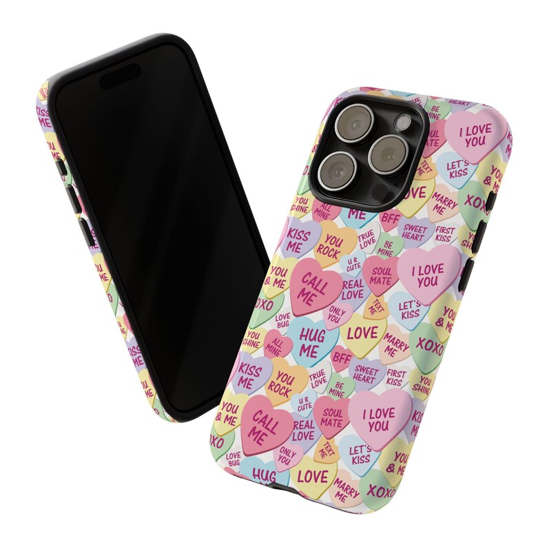 Conversation Hearts Valentijnsdag telefoonhoesje voor iPhone Pro Max 16 15 14 13 12 Samsung Galaxy S24 S23 S22, schattig valentijnscadeau voor haar afbeelding 9