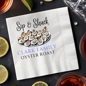 Custom Oyster Roast Napkins: Coastal Wedding Decor, Seafood Boil Party