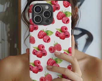Himbeer Muster Handyhülle: Stoßfest, kabelloses Laden