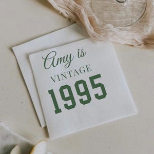 Custom 30th Birthday Napkins: Vintage 1995 Milestone Party Decor
