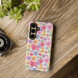 Conversation Hearts Valentijnsdag telefoonhoesje voor iPhone Pro Max 16 15 14 13 12 Samsung Galaxy S24 S23 S22, schattig valentijnscadeau voor haar afbeelding 7