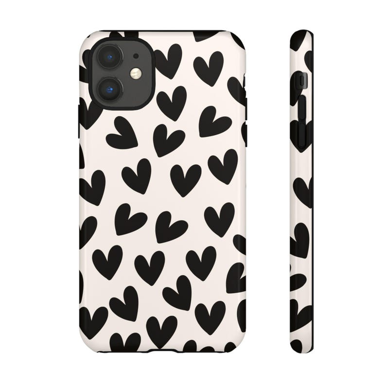 Minimalist Black Heart Phone Case | Cute Girly iPhone Case | Trendy Aesthetic Heart Cover | Coquette Lover Gift image 4
