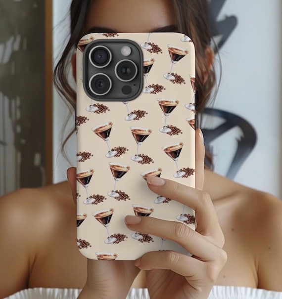 Espresso Martini Phone Case – Cocktail Glass iPhone Case, Coffee Lover Gift, Aesthetic Protective Cover