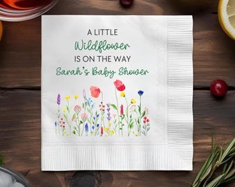 Personalized Wildflower Baby Shower Napkins: Boho Floral Party Decor
